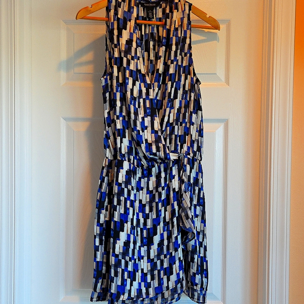 WHBM Blue Block Patterned Dress